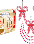 HOLIDAY CHANDELIER MAKEOVER KIT - (3) Candy Cane + (3) 12" Red/White Crystal Garland