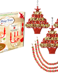 HOLIDAY CHANDELIER MAKEOVER KIT - (3) Red Gold Cross + (3) 12" Red/Gold Garland