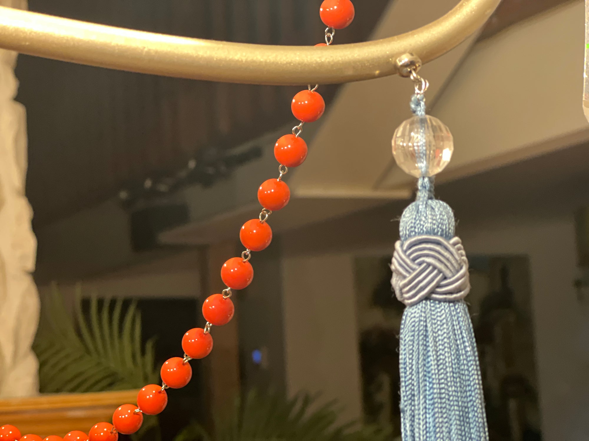 12" CORAL ORANGE GLASS BEAD MAGNETIC CHANDELIER GARLAND (Set/3)
