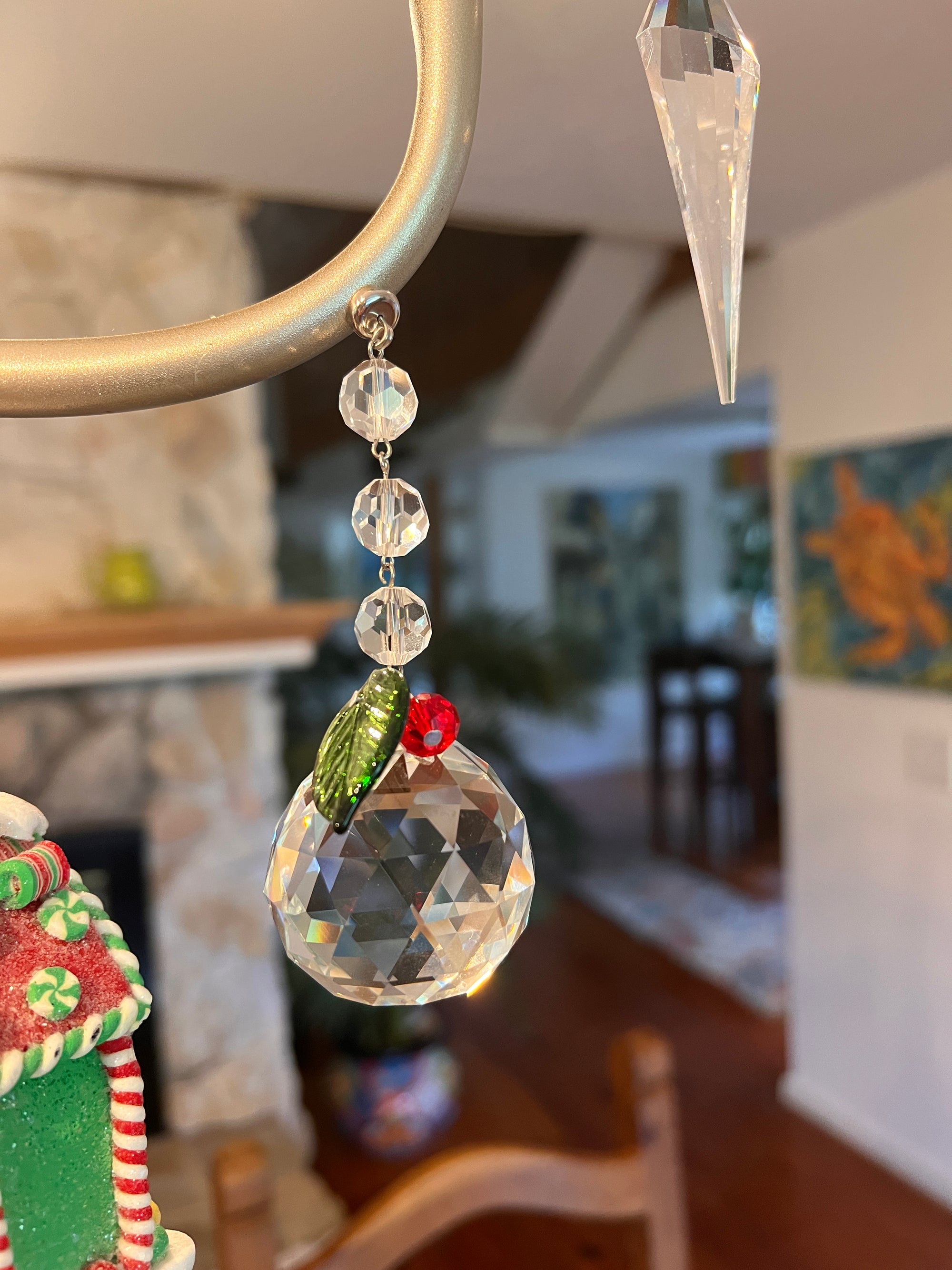 40 mm HOLIDAY CRYSTAL BALL (Set/3) MAGNETIC CHANDELIER ORNAMENT