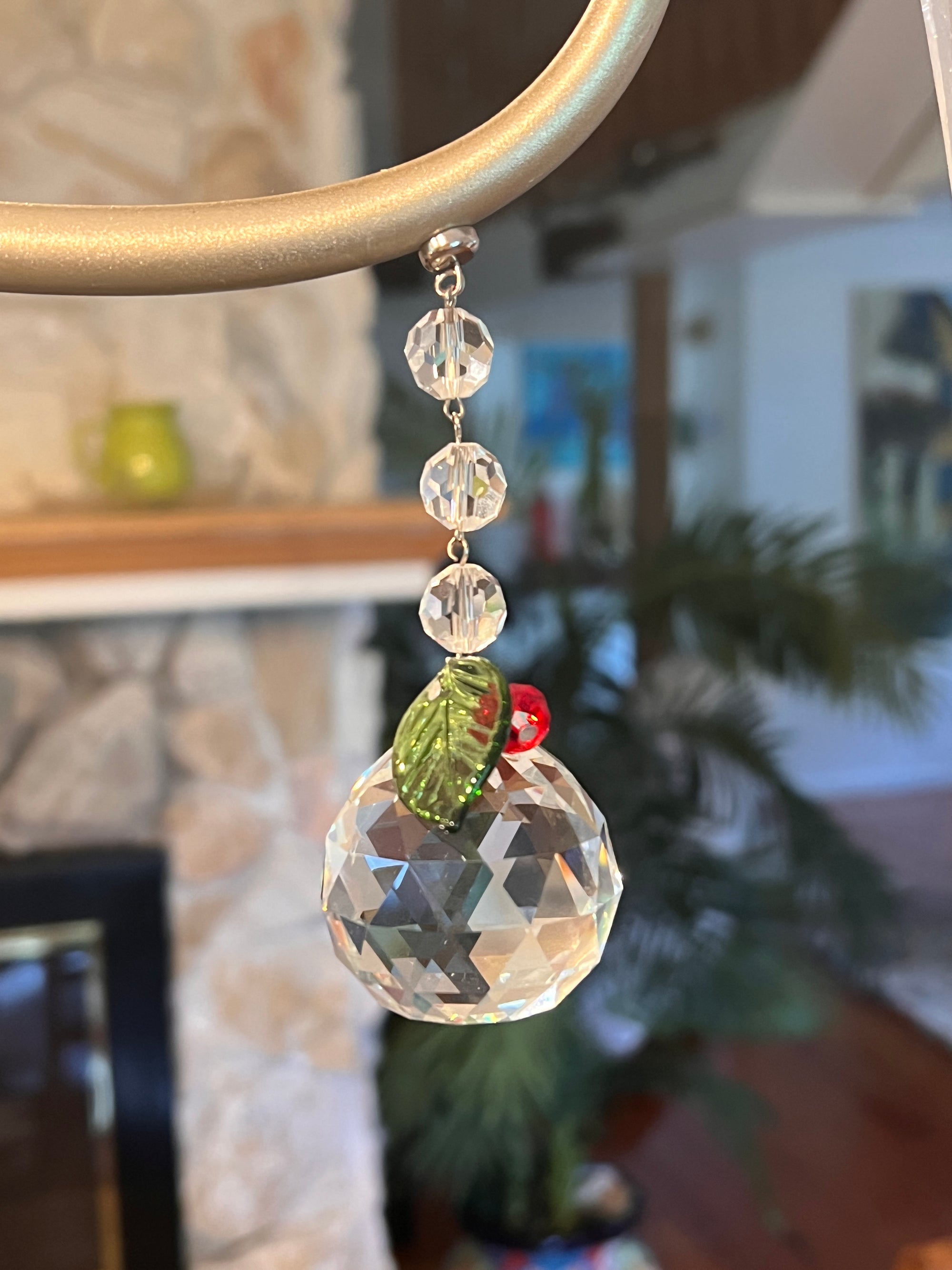 40 mm HOLIDAY CRYSTAL BALL (Set/3) MAGNETIC CHANDELIER ORNAMENT