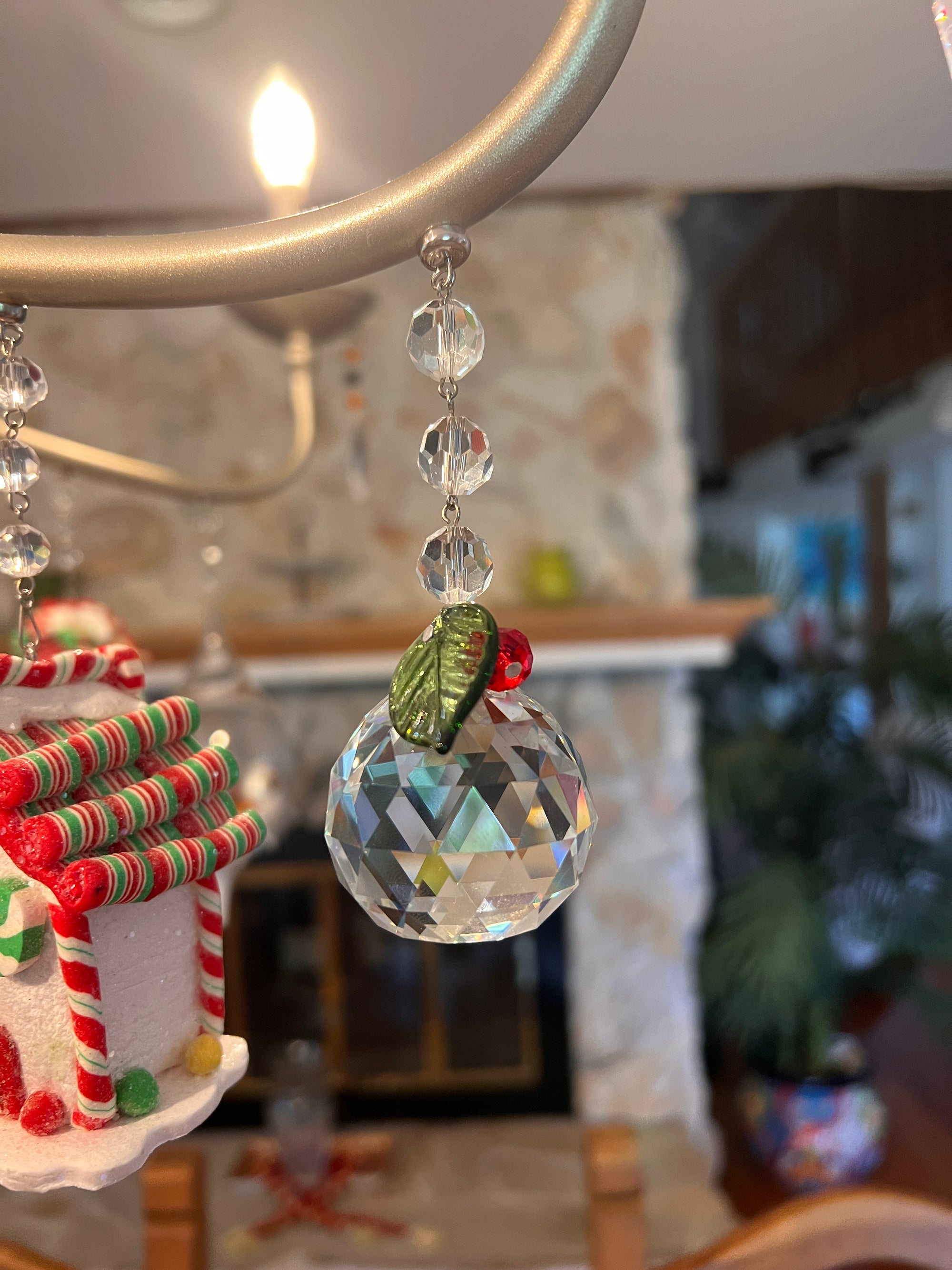 40 mm HOLIDAY CRYSTAL BALL (Set/3) MAGNETIC CHANDELIER ORNAMENT