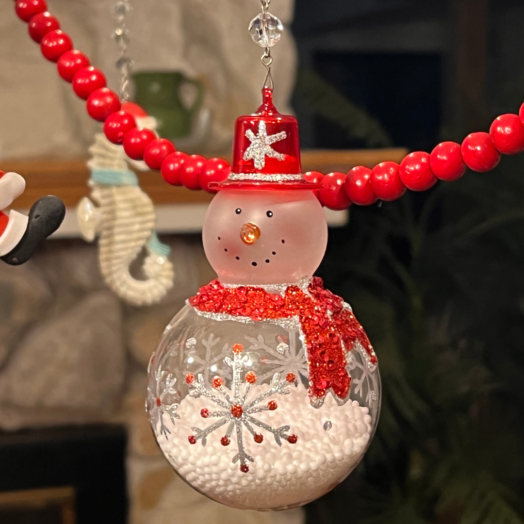 RED/WHTE SNOWMAN (Set/3) or (Set/1) MAGNETIC CHANDELIER ORNAMENT