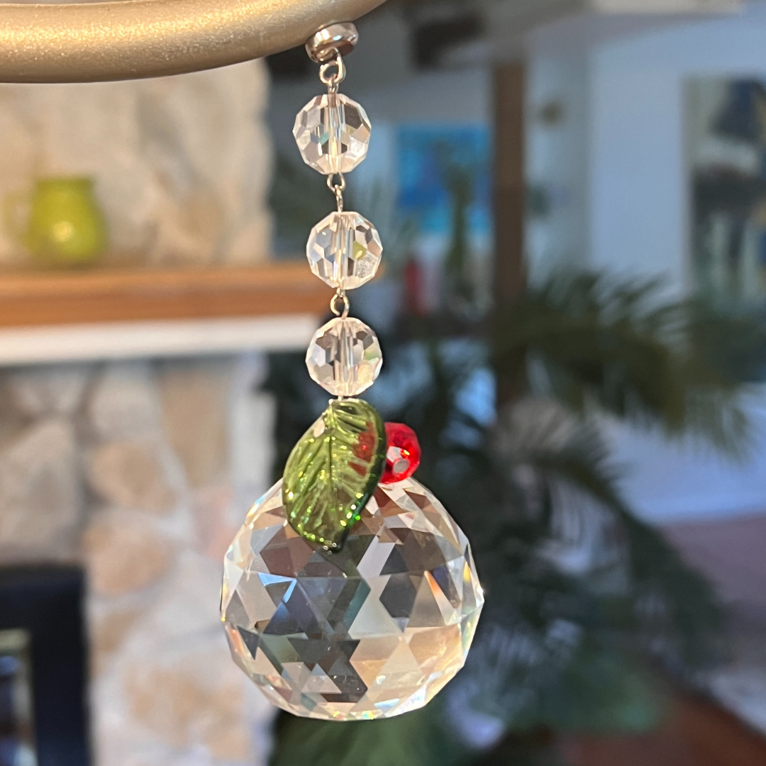 40 mm HOLIDAY CRYSTAL BALL (Set/3) MAGNETIC CHANDELIER ORNAMENT