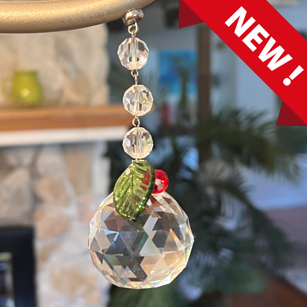 40 mm HOLIDAY CRYSTAL BALL (Set/3) MAGNETIC CHANDELIER ORNAMENT