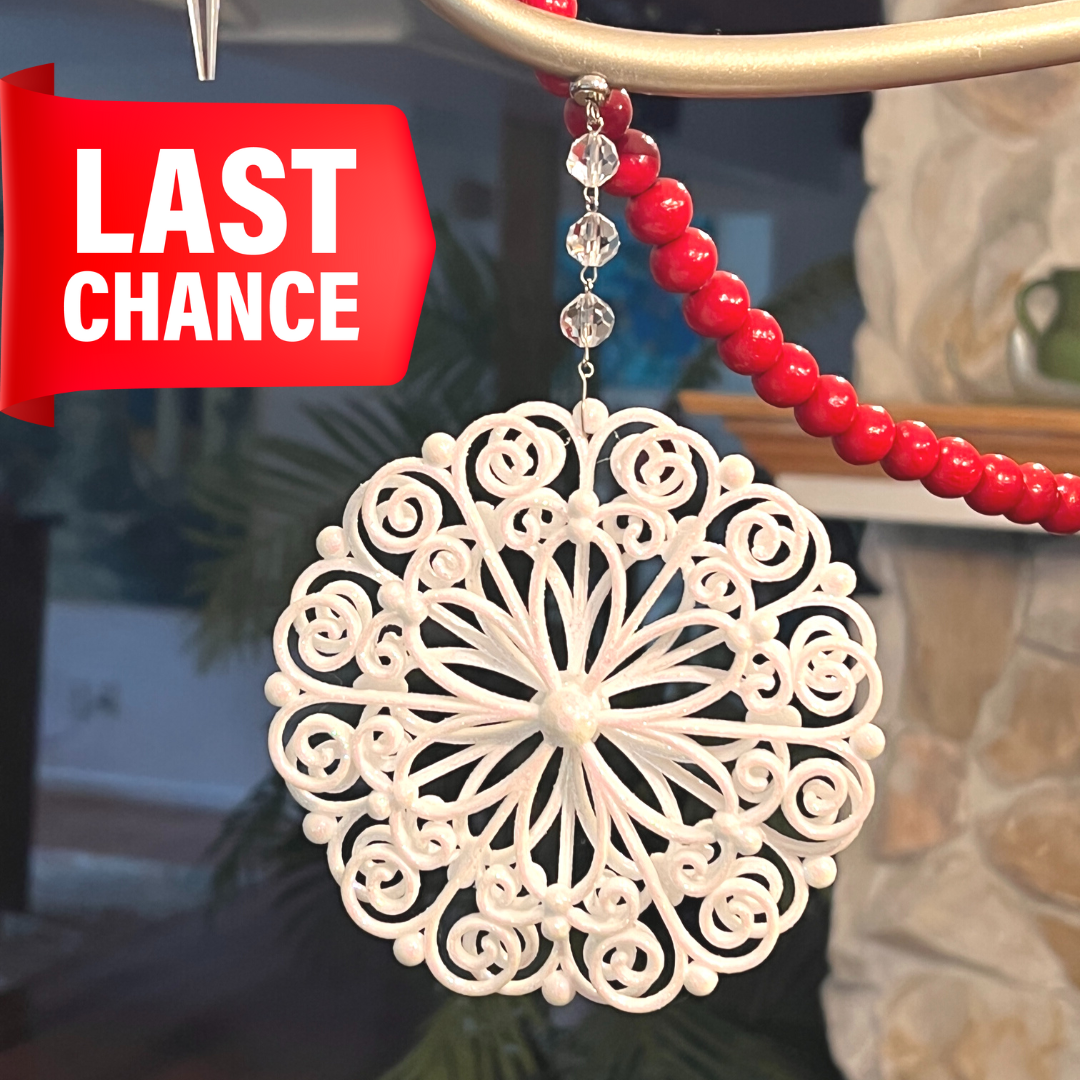 Glitter White Snowflake (Set/3) MAGNETIC CHRISTMAS ORNAMENT - Magnetic Chandelier Accessory TrimKit®