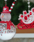 HOLIDAY CHANDELIER MAKEOVER KIT - (3) Red/White Sleigh + (3) 12" Red/White Crystal Garland