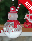 HOLIDAY CHANDELIER MAKEOVER KIT - (3) Glass Snowman + (3) 12" Red/White Crystal Garland