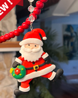 WHIMSICAL SANTA - GREEN WREATH (Set/3) MAGNETIC CHANDELIER ORNAMENT