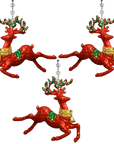 GLITTER RED REINDEER (Set/1) MAGNETIC CHANDELIER ORNAMENT