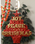 HOLIDAY CHANDELIER MAKEOVER KIT - (3) Red Gold Cross + (3) 12" Red/Gold Garland