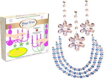 SPRING CHANDELIER MAKEOVER KIT - (3) Pink Crystal Daisy + (3) 12" Pink/Lavender Garland (Set/6)