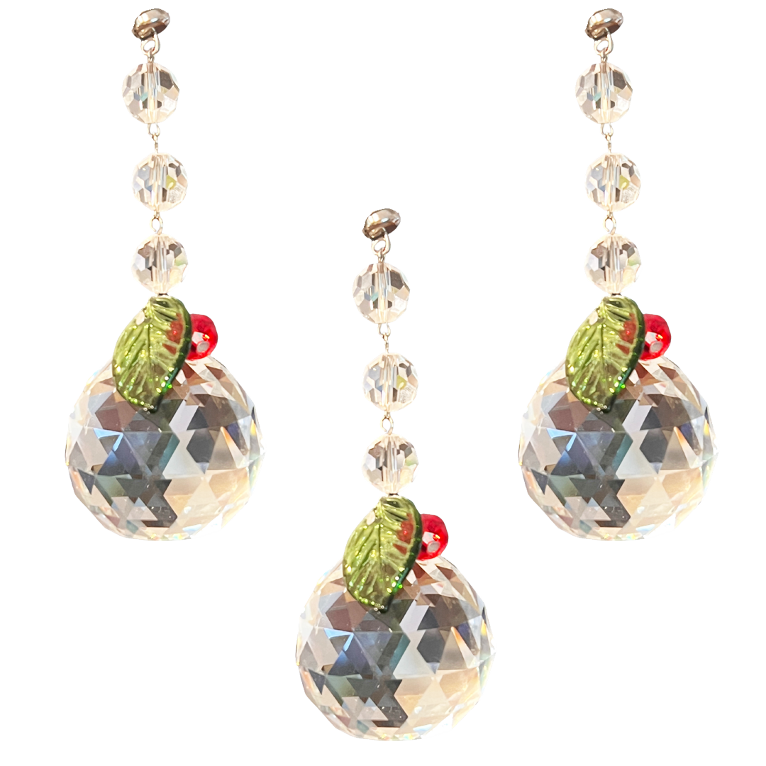 40 mm HOLIDAY CRYSTAL BALL (Set/3) MAGNETIC CHANDELIER ORNAMENT
