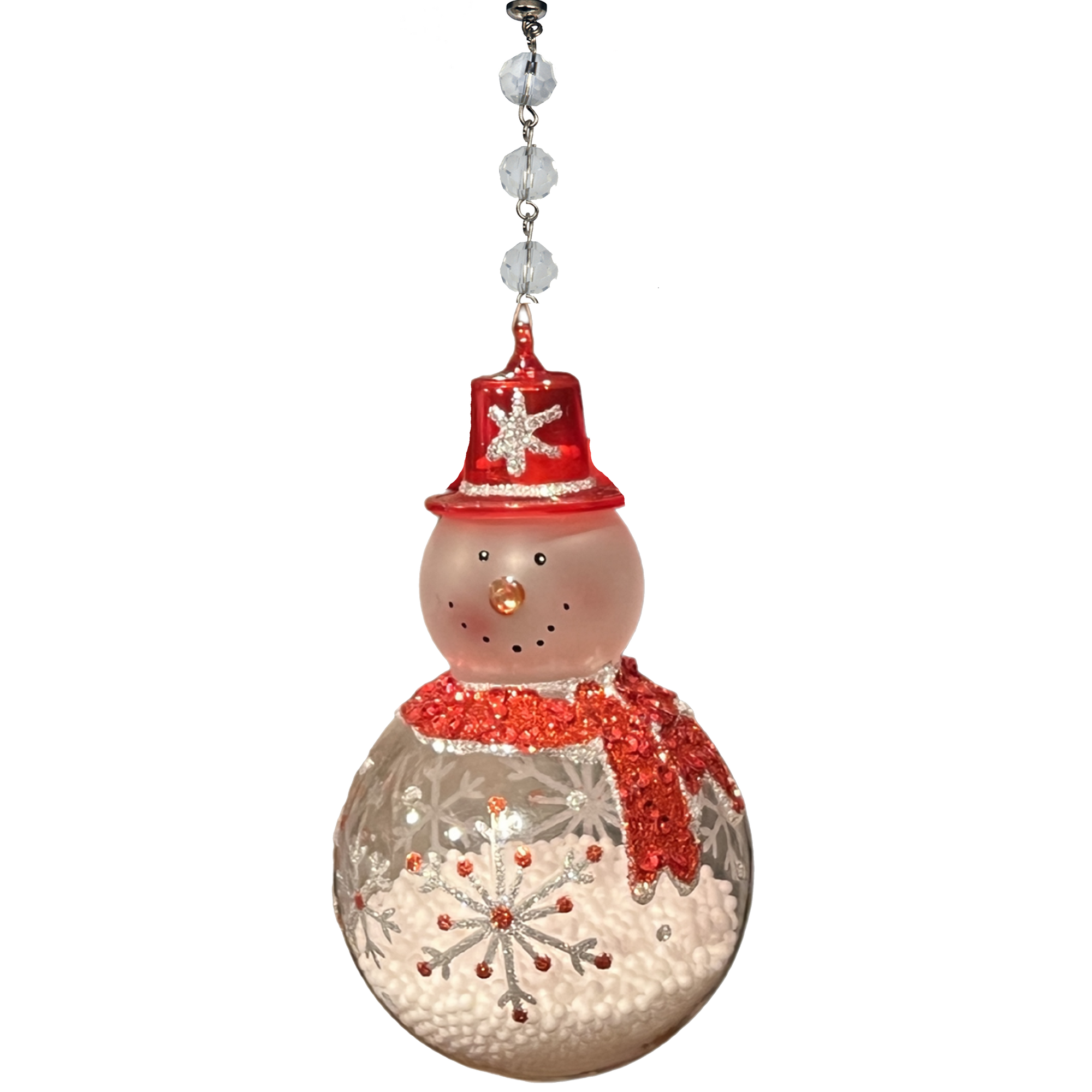 RED/WHTE SNOWMAN (Set/3) or (Set/1) MAGNETIC CHANDELIER ORNAMENT