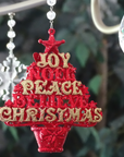 HOLIDAY CHANDELIER MAKEOVER KIT - (3) Red Gold Cross + (3) 12" Red/Gold Garland