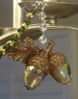 FALL CHANDELIER MAKEOVER KIT - GLITTER ACORN + 12" GREEN/GOLD CRYSTAL BEAD GARLAND