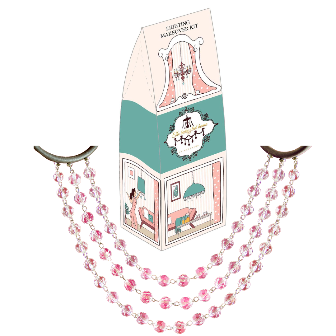 COMPLETE CHANDELIER MAKEOVER KIT - 4" Traditional Pendalogue - Magnetic Chandelier Crystals ( 6 Piece Kit)