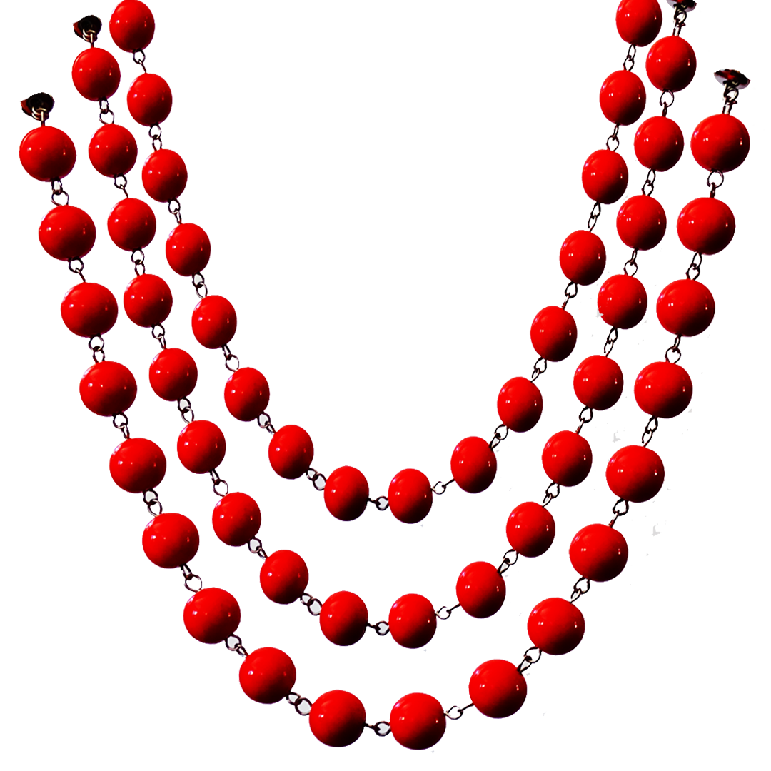 12" CORAL ORANGE GLASS BEAD MAGNETIC CHANDELIER GARLAND (Set/3)