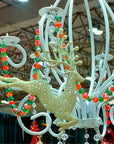 GLITTER CHAMPAGNE "RUNNING" REINDEER (Set/3) MAGNETIC CHANDELIER ORNAMENT - MagTrim Designs LLC
