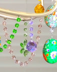 SPRING CHANDELIER MAKEOVER KIT - (3) Green Floral Egg + (3) 12" Pink Crystal Garland (Set/6)
