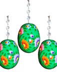 SPRING CHANDELIER MAKEOVER KIT - (3) Green Floral Egg + (3) 12" Pink Crystal Garland (Set/6)