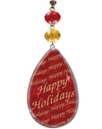 HAPPY HOLIDAYS PRINTED CRYSTAL (Set/3) MAGNETIC CHRISTMAS ORNAMENT - Magnetic Chandelier Accessory TrimKit® - MagTrim Designs LLC