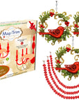 HOLIDAY CHANDELIER MAKEOVER KIT - (3) Dove Wreath + (3) 12" Red Bead Crystal Garland - MagTrim Designs LLC
