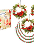 HOLIDAY CHANDELIER MAKEOVER KIT - (3) Dove Wreath + (3) 12" Red/Green Bead Crystal Garland - MagTrim Designs LLC