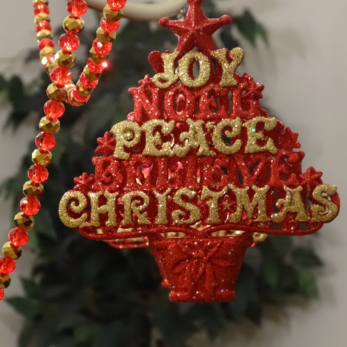 HOLIDAY CHANDELIER MAKEOVER KIT - (3) Red Gold Joy Peace Tree + (3) 12" Red/Gold Garland - MagTrim Designs LLC