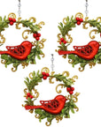 RED DOVE WREATH (Set/3) MAGNETIC CHANDELIER ORNAMENT - MagTrim Designs LLC
