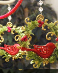 RED DOVE WREATH (Set/3) MAGNETIC CHANDELIER ORNAMENT - MagTrim Designs LLC
