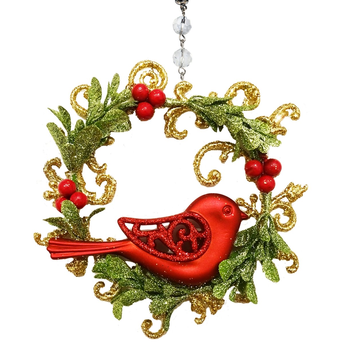 RED DOVE WREATH (Set/3) MAGNETIC CHANDELIER ORNAMENT - MagTrim Designs LLC