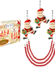 HOLIDAY CHANDELIER MAKEOVER KIT - (3) Santa + (3) 12" Red Bead Crystal Garland