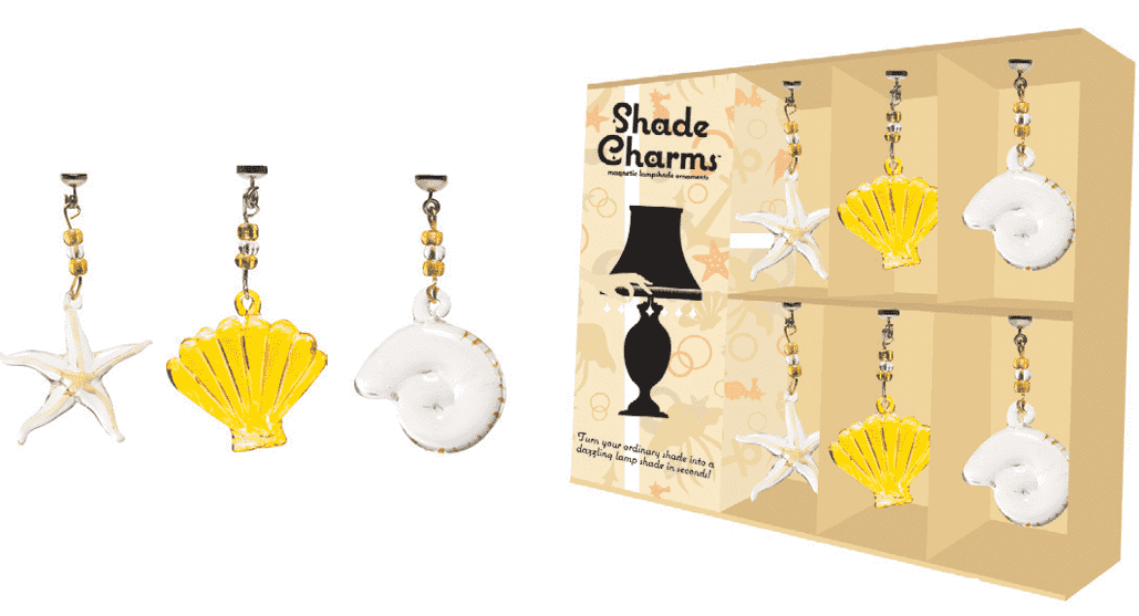 *SHADE CHARMS TAN COASTAL SHELLS (Set/6) Lamp Shade TrimKit® - FREE Chandelier Crystals | Magnetic Crystals | Lamp Crystals MagTrim Set/6