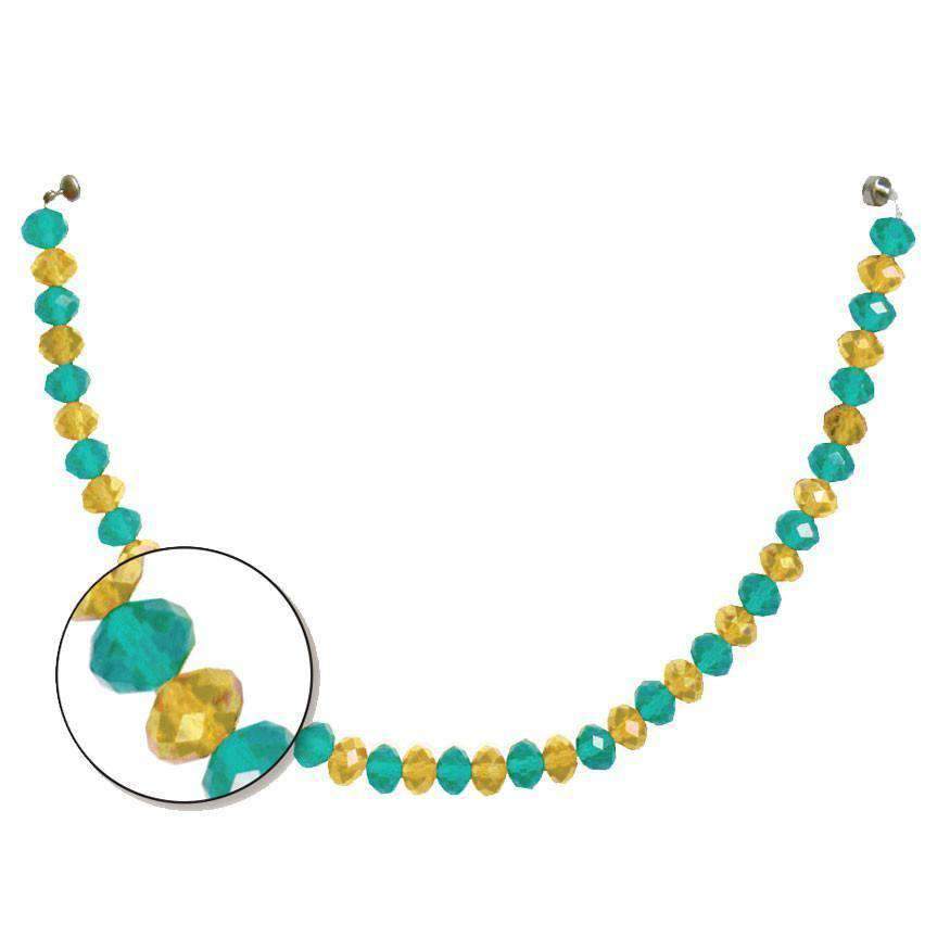 12 TURQUOISE/GOLD CRYSTAL BEAD MAGNETIC CHANDELIER GARLAND (Set/3