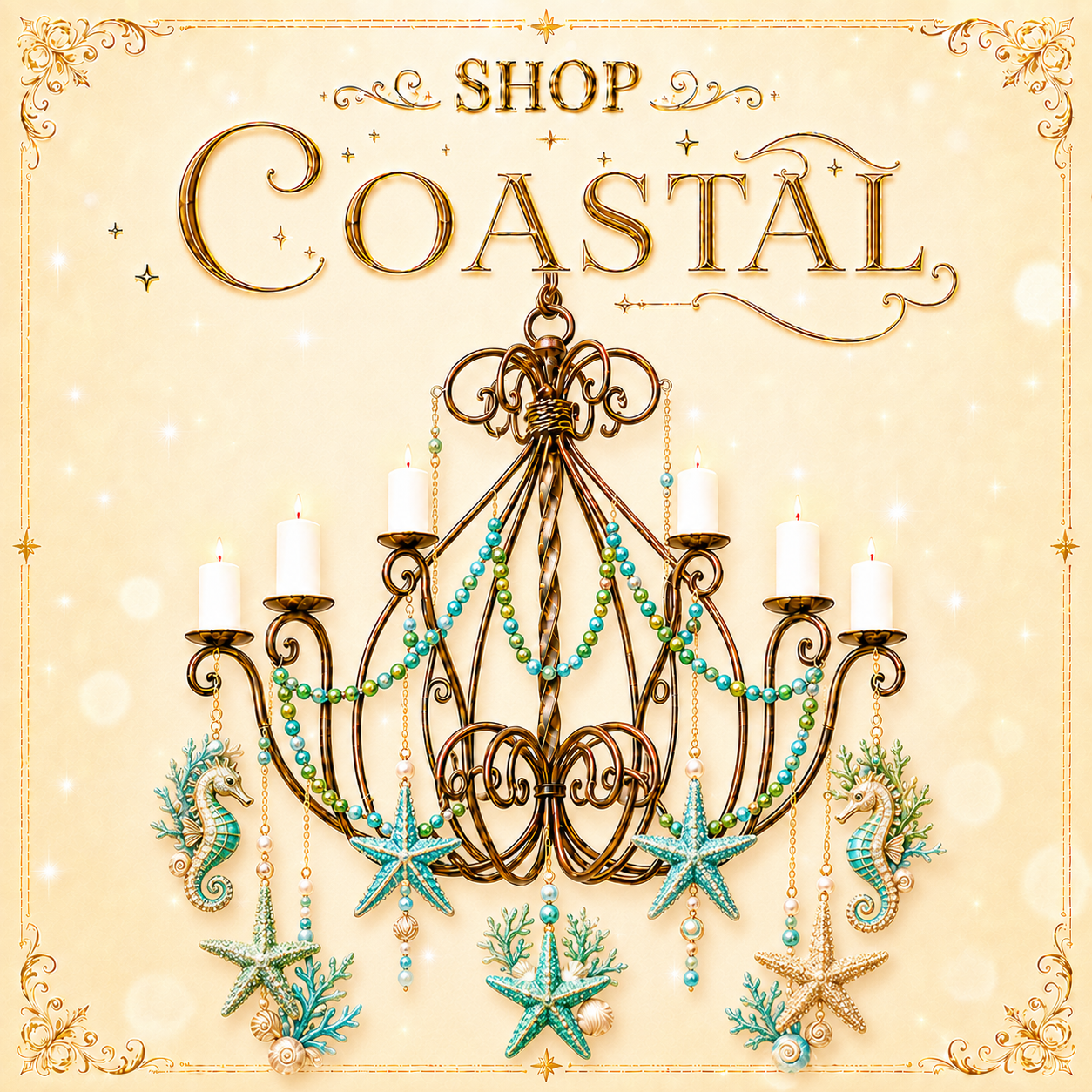 Coastal beach magnetic chandelier ornaments