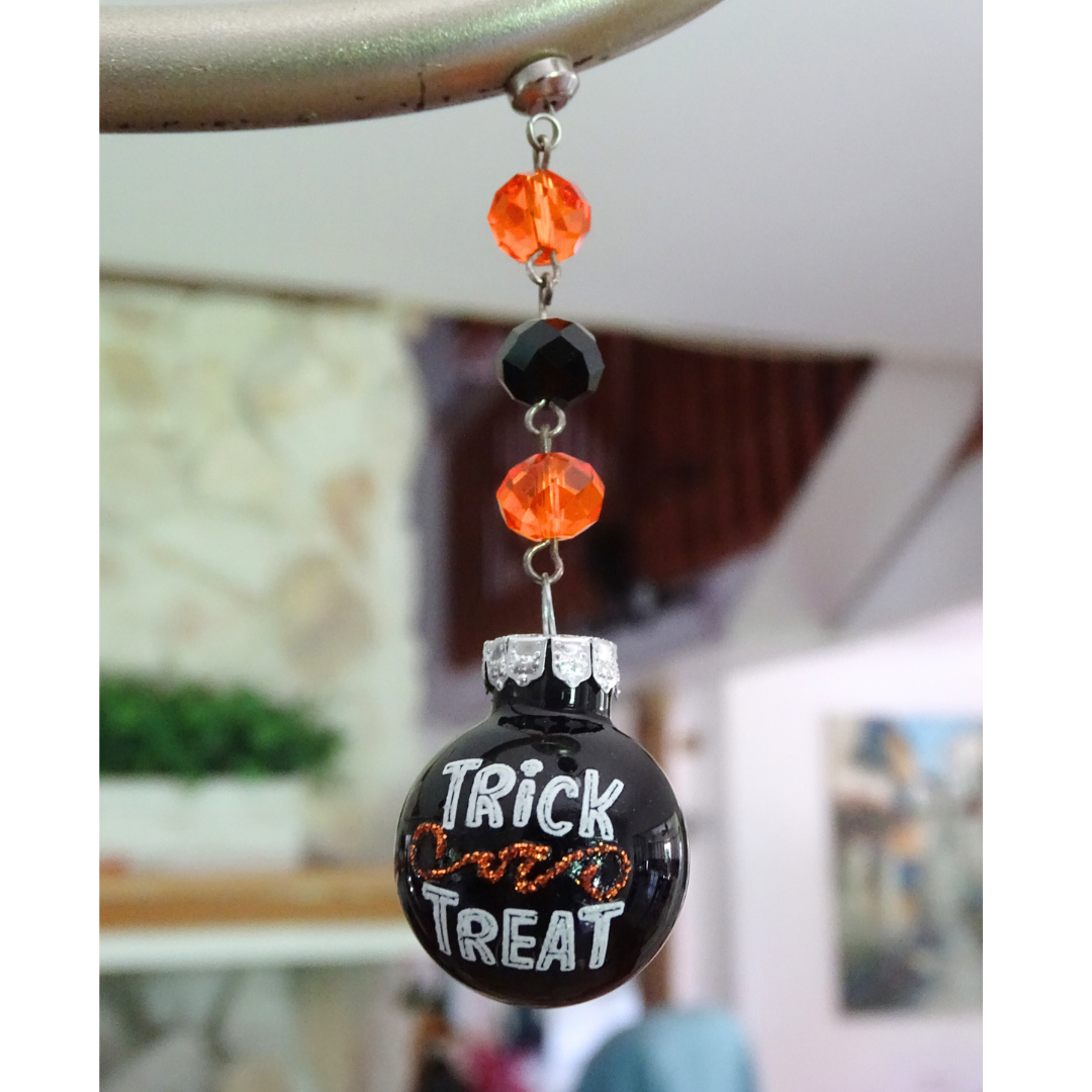 2" MINI HALLOWEEN BALL ORNAMENT (SET/3)– BLACK TRICK OR TREAT