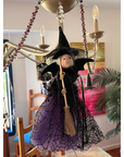 BLACK + PURPLE WITCH (Set/1) MAGNETIC HALLOWEEN CHANDELIER ORNAMENT