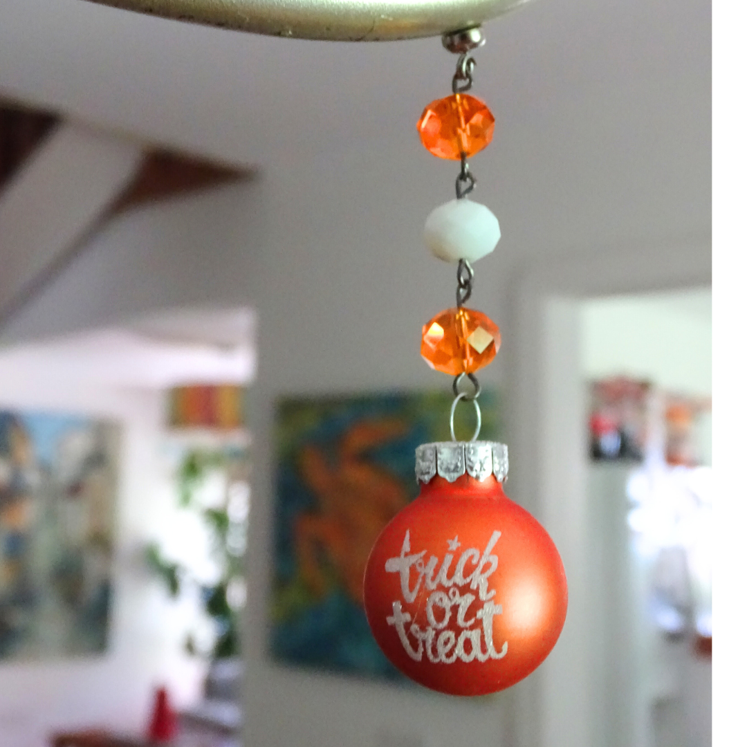 2" MINI HALLOWEEN BALL ORNAMENT (SET/3)– ORANGE TRICK OR TREAT