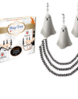 HALLOWEEN CHANDELIER MAKEOVER KIT - (3) Metal White Ghost + (3) 12" Black Crystal Bead Garland