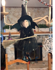 BLACK + GOLD WITCH (Set/1) or (Set/3) MAGNETIC HALLOWEEN CHANDELIER ORNAMENT