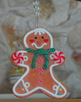 GINGERBREAD MAN - GREEN BOW (Set/1) MAGNETIC CHANDELIER ORNAMENT