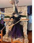 BLACK + PURPLE WITCH (Set/1) MAGNETIC HALLOWEEN CHANDELIER ORNAMENT