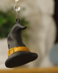 GLITTER WITCH HAT - MIXED SET -MULTICOLOR GOLD/GREEN/PURPLE (SET/3) MAGNETIC HALLOWEEN CHANDELIER ORNAMENT