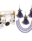 HALLOWEEN CHANDELIER MAKEOVER KIT - (3) Black/Purple Witch + (3) 12" Purple/Silver Crystal Bead Garland