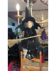 BLACK + GOLD WITCH (Set/1) or (Set/3) MAGNETIC HALLOWEEN CHANDELIER ORNAMENT