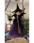 BLACK + PURPLE WITCH (Set/1) MAGNETIC HALLOWEEN CHANDELIER ORNAMENT