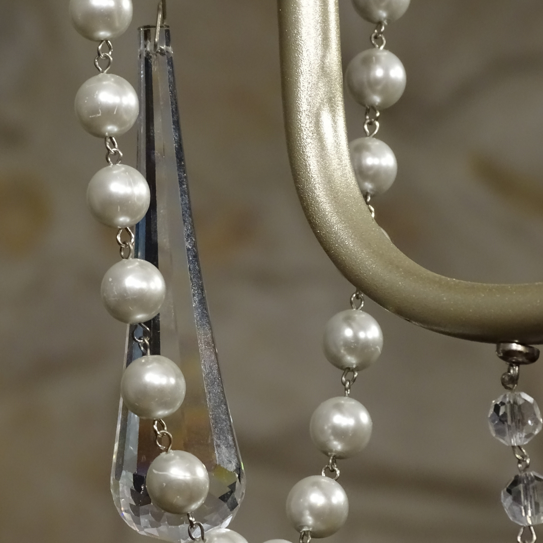 24" PEARL GLASS BEAD MAGNETIC CHANDELIER GARLAND (Set/3)