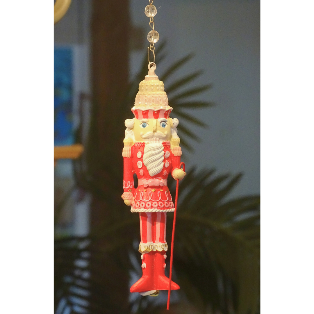 GLITTER PINK/RED NUTCRACKER (Set/1) MAGNETIC CHANDELIER ORNAMENT