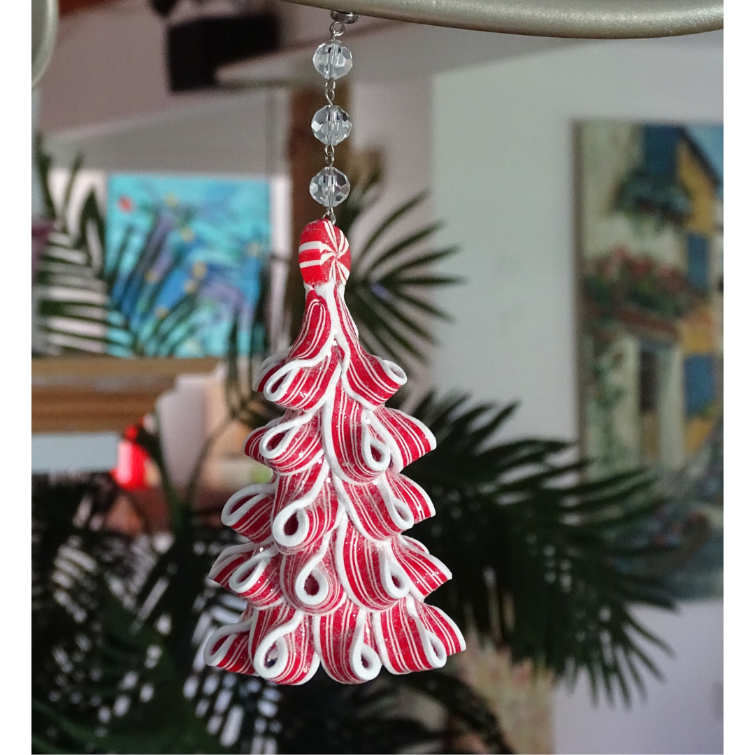 PEPPERMINT TREE (Set/3) or (Set/1) MAGNETIC CHANDELIER ORNAMENT